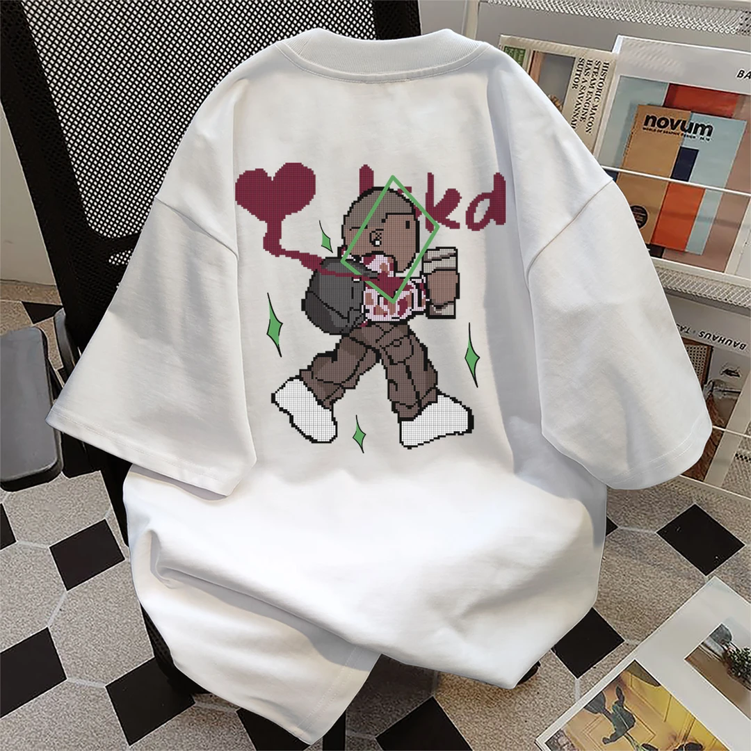 100%纯棉清新设计感字母圆领短袖t恤女夏季遮肚百搭情侣上衣男ins