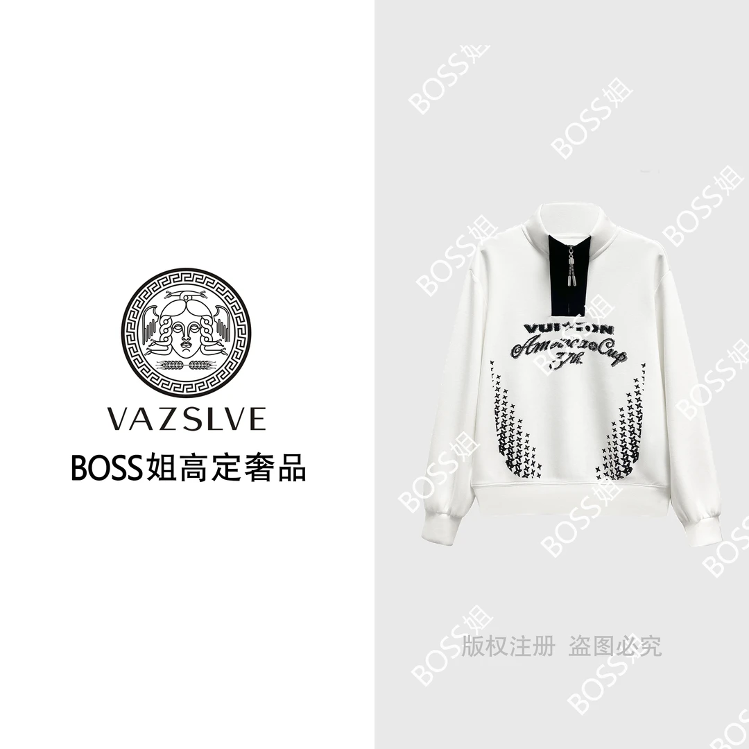 【VAZSLVE/全新奢品】捡漏撞色印花烫钻长袖卫衣2025个性上衣#68306
