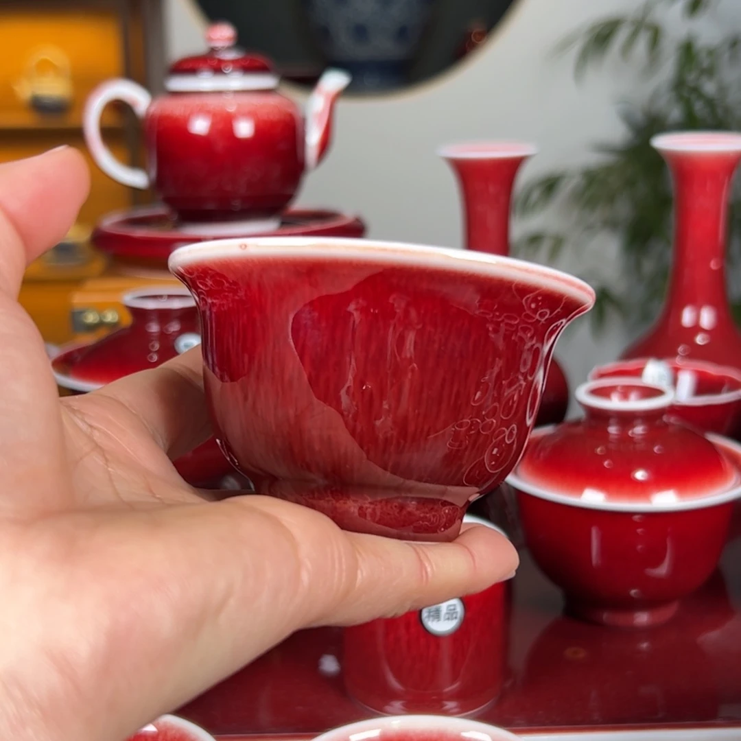 杯子景德镇原矿朗红杯