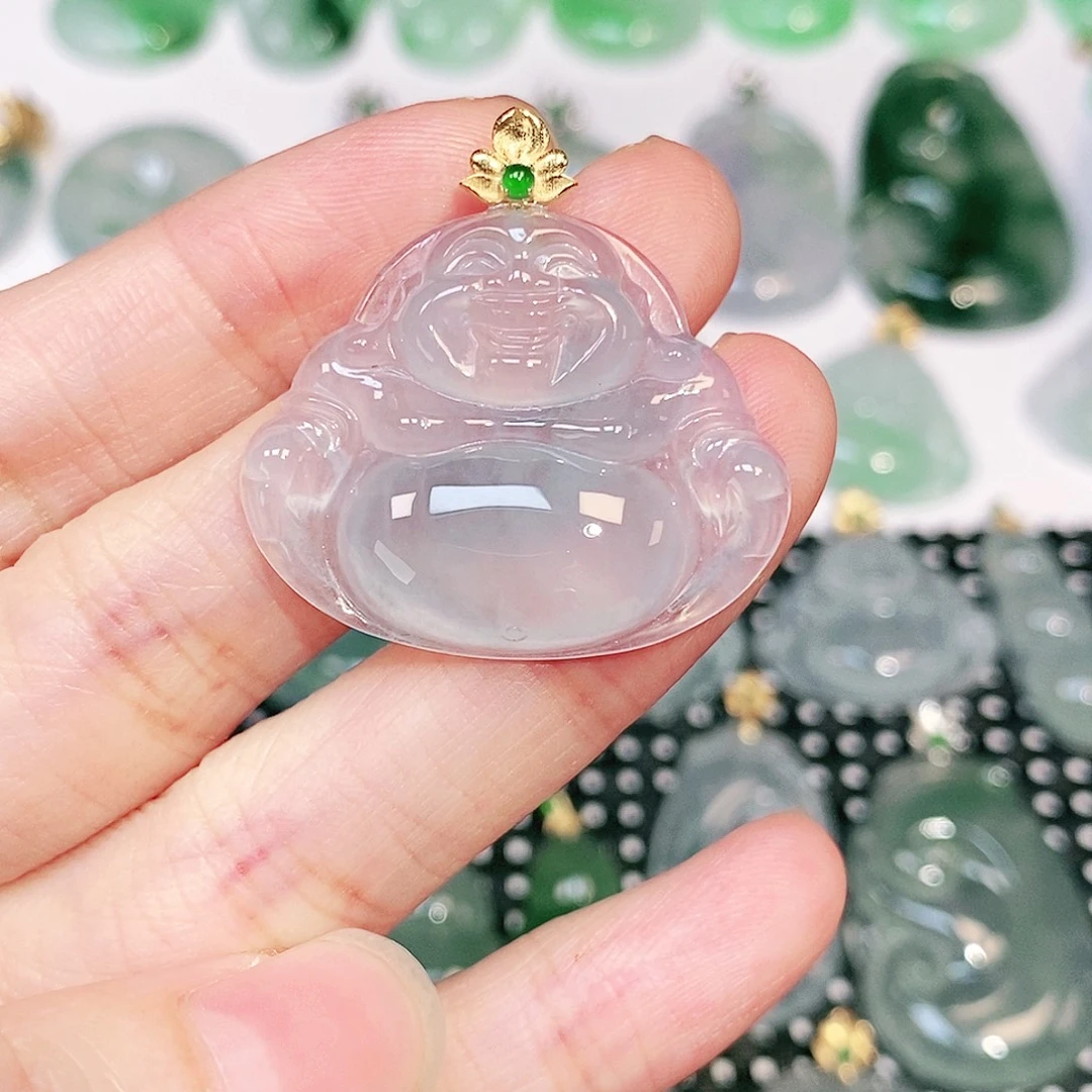 吊坠(不含链)18K金镶嵌翡翠