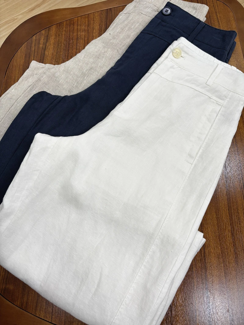 2025夏季新款阔腿裤女高腰百搭薄款透气显瘦时尚长裤-