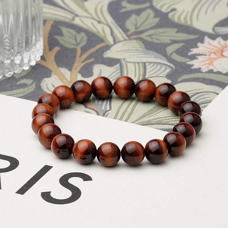 天然精品红虎眼圆珠女士手链单圈简约时尚轻奢闺蜜百搭手串