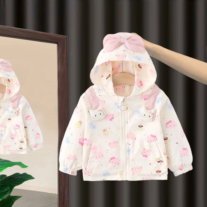 女童秋装连帽外套新款01-4岁3小宝宝2春秋季婴儿卡通洋气拉链上衣