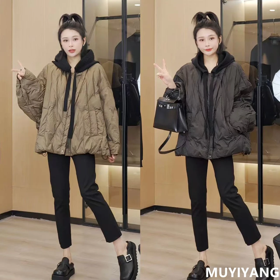 设计感廓形针织帽高品质羽绒外套 衣长66 QC-007#