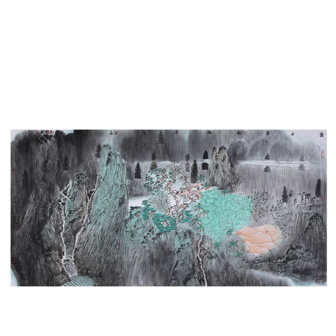 023  四场陆虞舜 宿王昌龄隐居诗意图  136*69cm