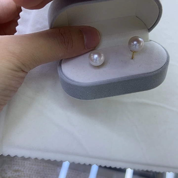 银S925镶嵌耳饰淡水珍珠10-11耳钉