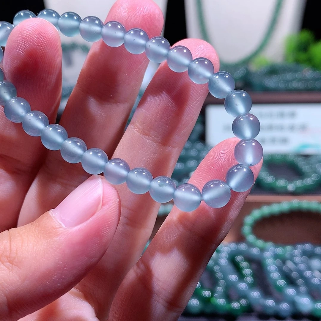 1***5翡翠未镶嵌手链天然a货翡翠手串6.5/单珠