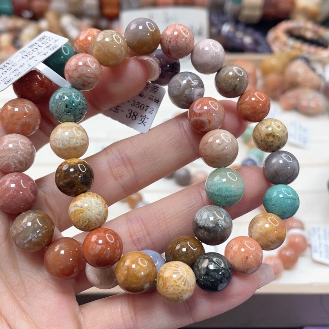 未镶嵌手链硅化珊瑚（珊瑚玉）怪****长340