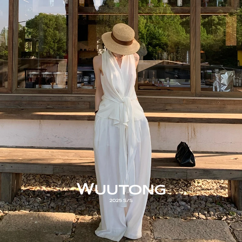 WuuTong【素时套装】法式小香风时尚套装套装休闲连体气质无袖百搭