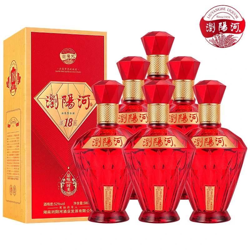 浏阳河酒浓匠18浓香型固态粮食酒送礼佳品52度500ml*6瓶