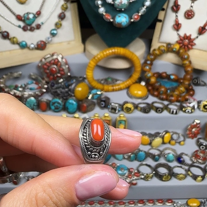 大理石非金属藏地密码戒指