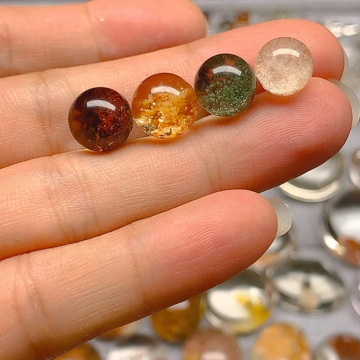 天然幽灵四季手串银S925镶嵌水晶细*