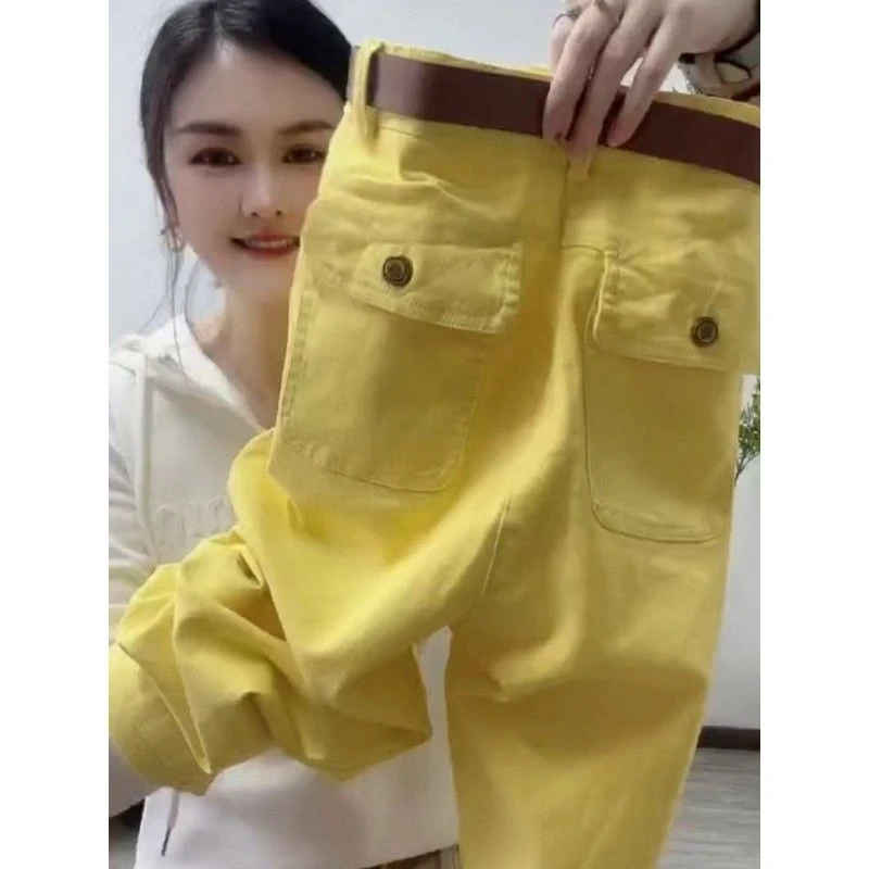 九分裤小个子女2025春季新款老爹裤高腰显瘦百搭水洗棉弹力休闲裤