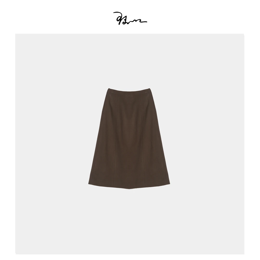 【牧羊】陆一口女装定制纯羊毛a字高腰毛呢显瘦后开叉中长款半身裙