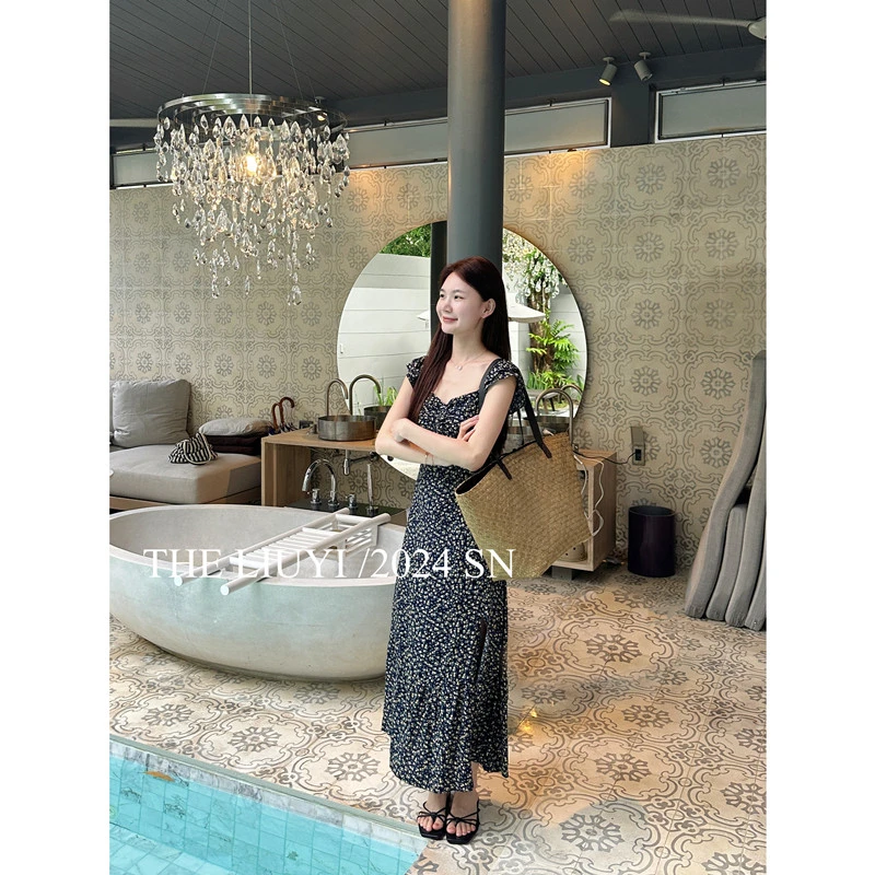 【LIUYI】茶歇裙~夏季飞袖显瘦碎花连衣裙47074