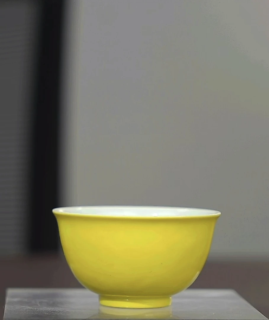 清本源内模印海水纹·十二色·娇黄蛋杯口径6.7cm 高3.7cm 满容80c