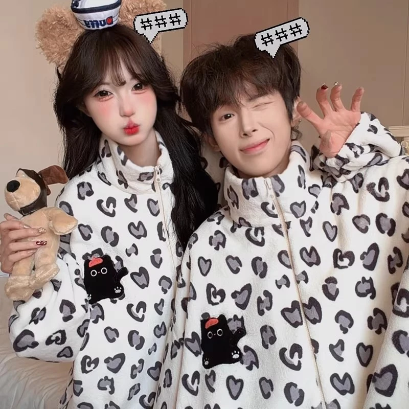情侣睡衣女款秋冬季珊瑚绒加绒加厚保暖冬天男士法兰绒家居服套装