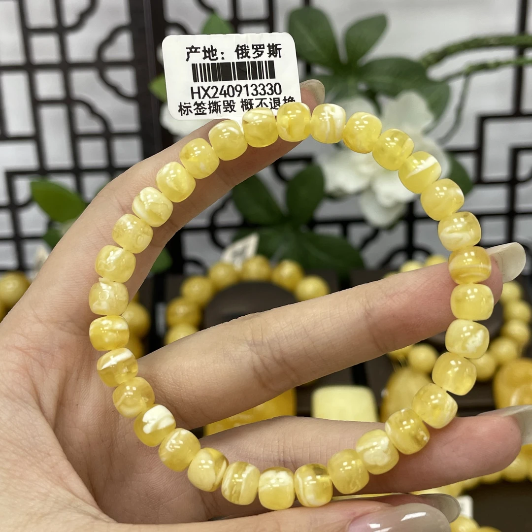 7*5.7mm金白老型手串.瑕.翠鼎阁珠宝·天然原矿蜜蜡