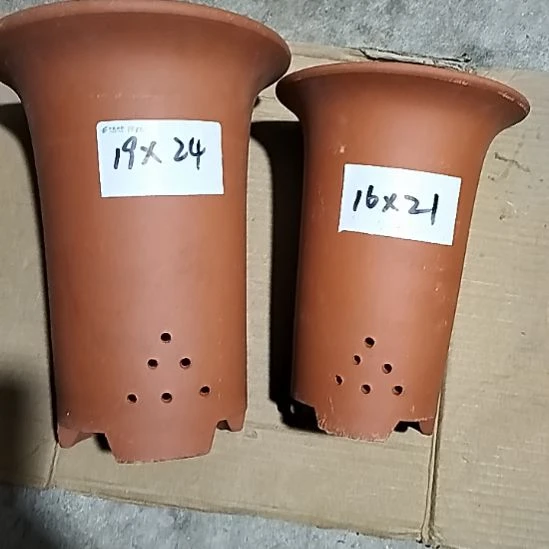 紫砂红泥兰花盆两个