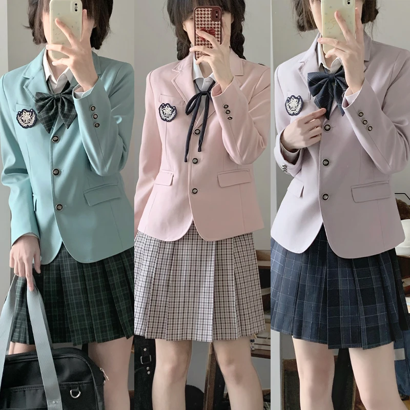 墨秋JK制服原创设计冶川女子棕色绀色修身小西装日系短款外套上衣