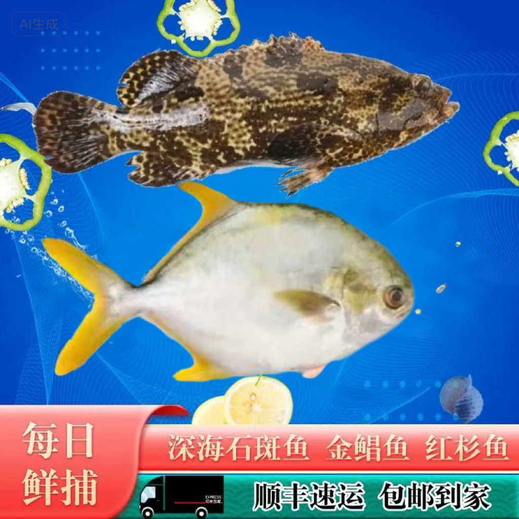 龙胆石斑鱼1斤1条+金鲳鱼7条 湛江深海海鲜生鲜水产海鲜共4.6斤