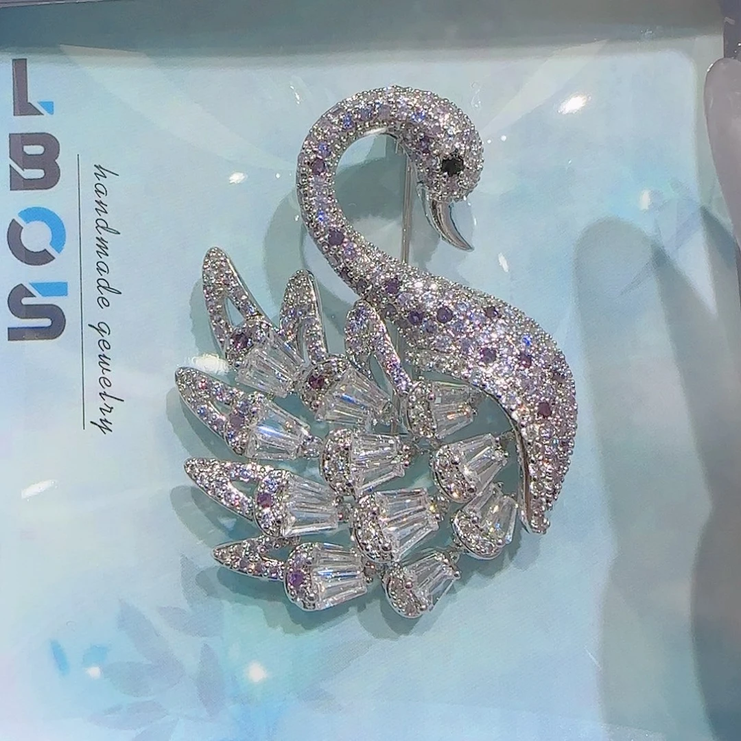 锆石铜合金925银胸针