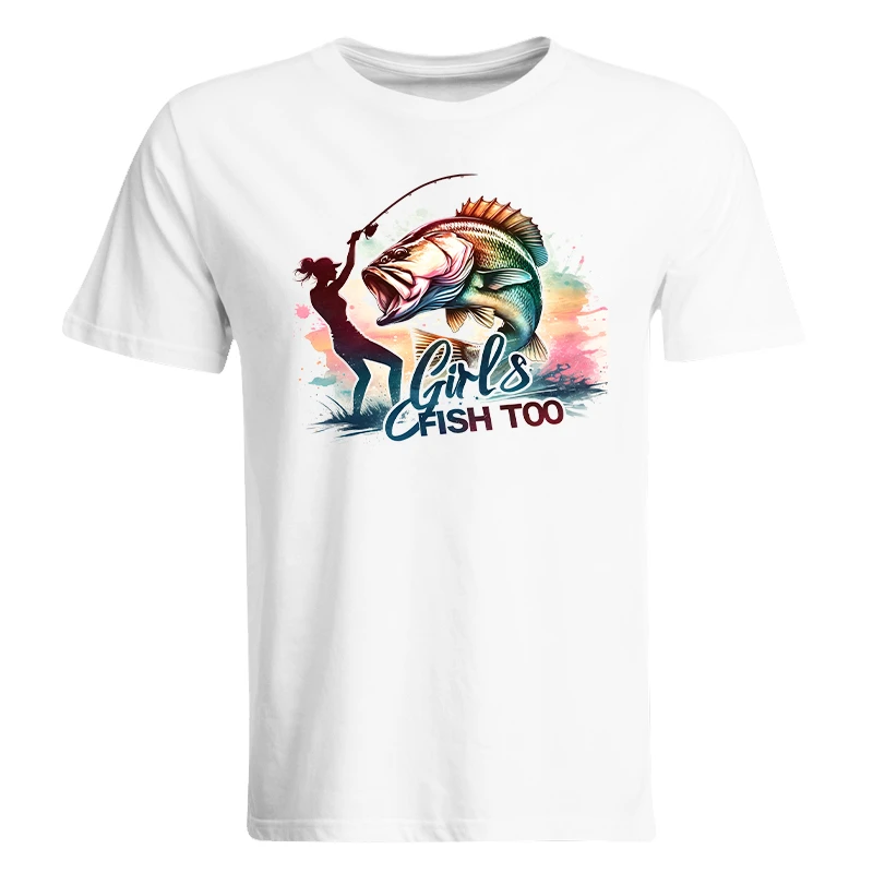 钓鱼文化印花T恤运动圆领男款休闲T恤衫女钓印花上衣棉质短袖夏季