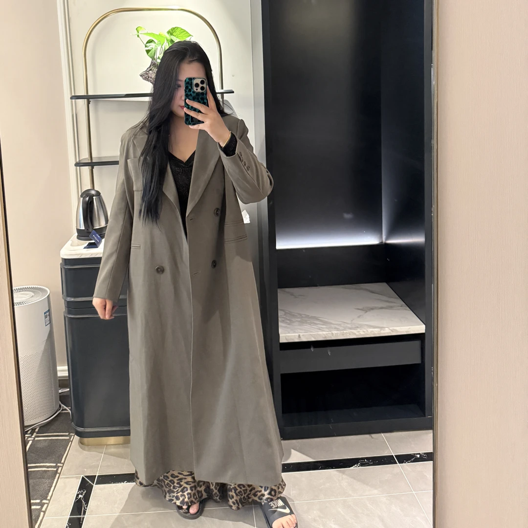 2502大码女装秋季新款胖MM气质高阶感通勤风风衣大衣西服外套