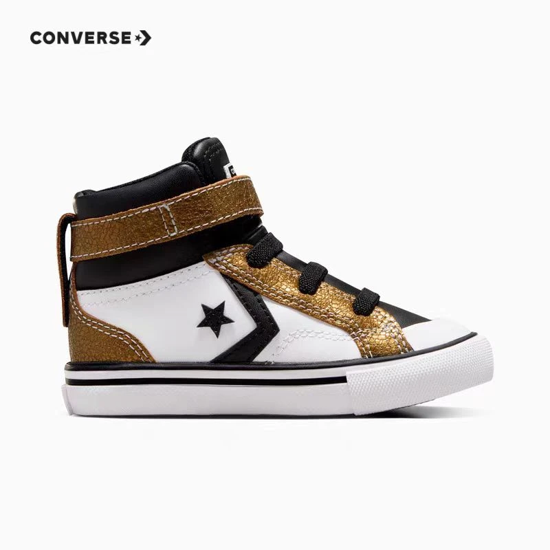 Converse匡威儿童鞋高帮皮面休闲魔术贴百搭运动靴子板鞋 A05526C