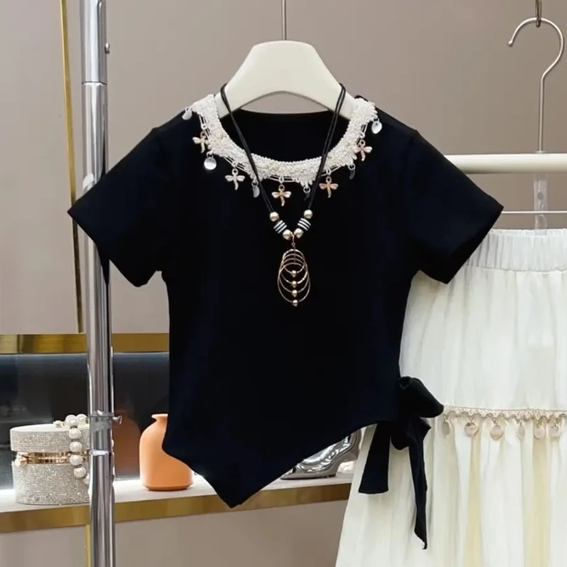 女童夏装套装2025半身裙夏季新款短袖洋气T恤时尚炸街儿童两件套