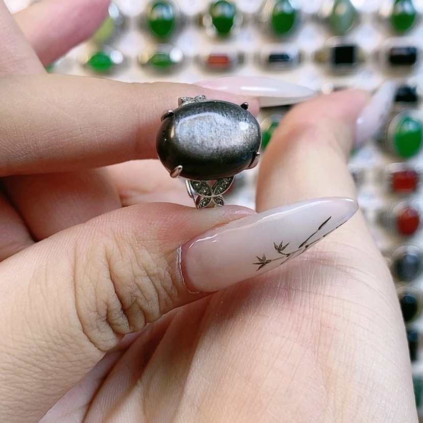【闪购商品】黑曜岩银S925镶嵌戒指