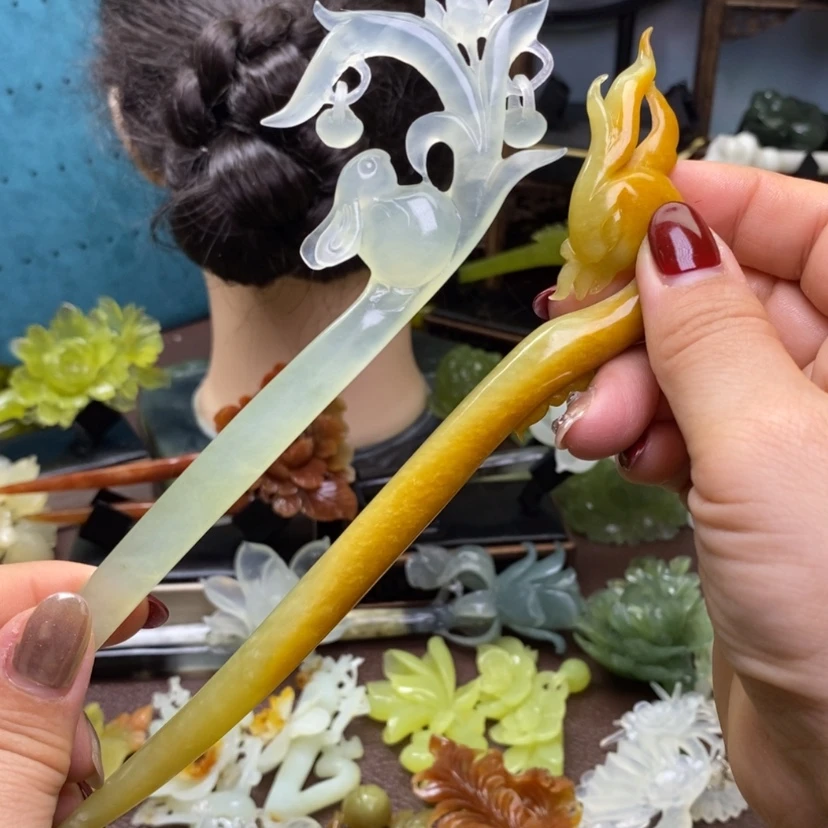 【闪购商品】岫玉发簪发簪盘发发簪未镶嵌野***