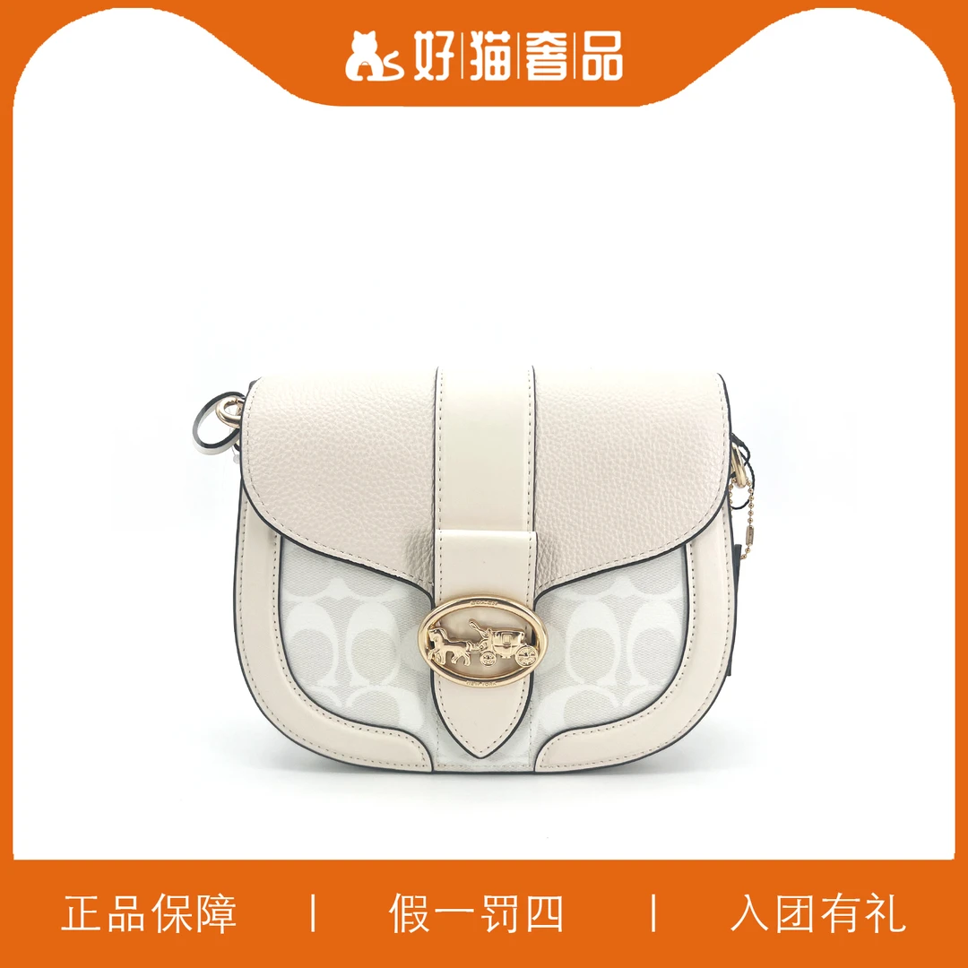 95新 COACH/蔻驰 蔻驰冰川白老花马鞍包/F0650/22X18X7