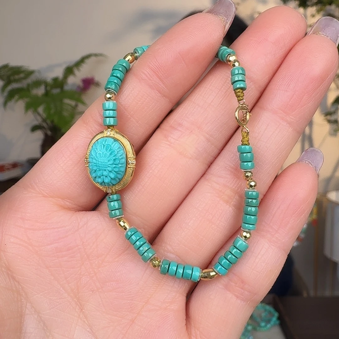 绿松石18K金镶嵌珠宝奇石