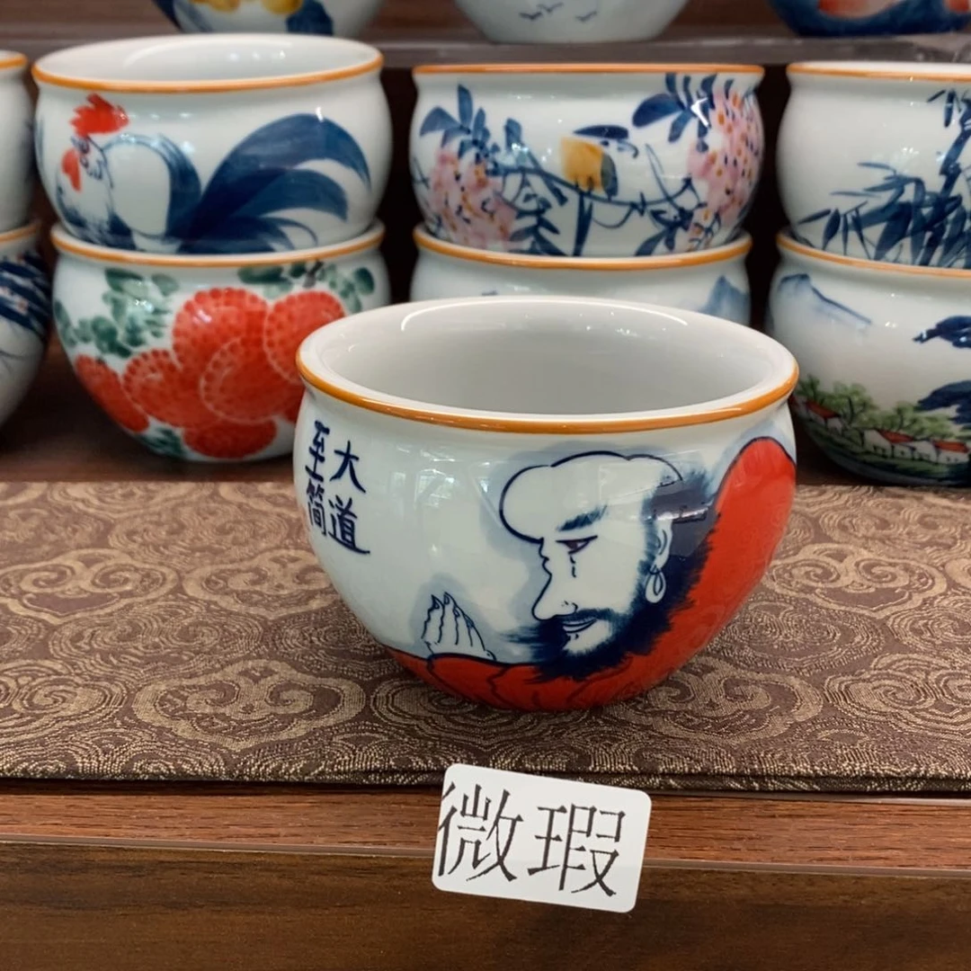 微瑕釉下彩纯手绘手工绘制