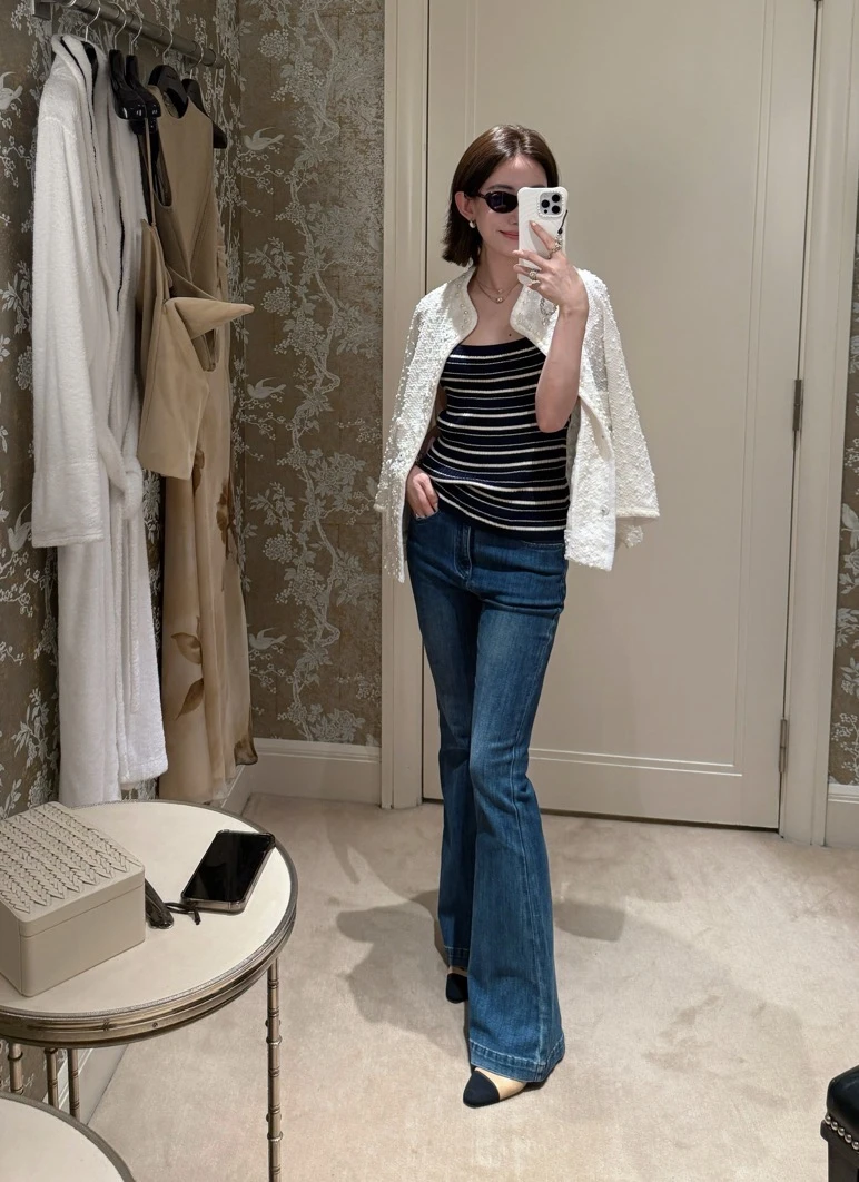 ​Haut yoli “量子经纬” 条纹针织真丝背心 172