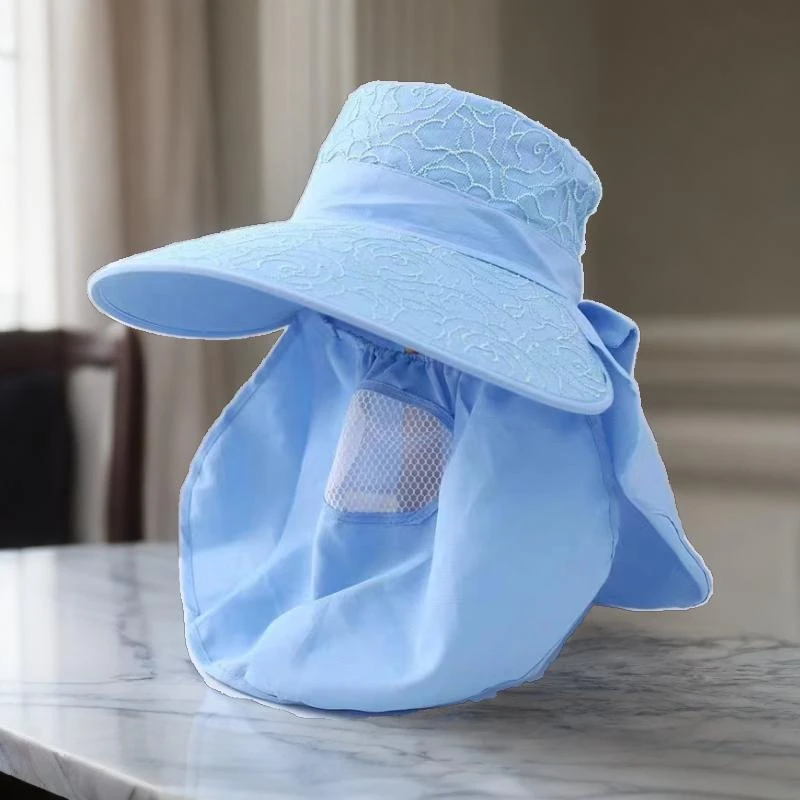 夏季采茶凉帽骑车全脸防紫外线太阳帽遮阳帽女士防晒帽子