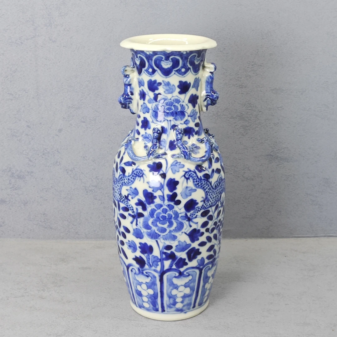 6030070清 光绪 青花龙穿花双耳瓶