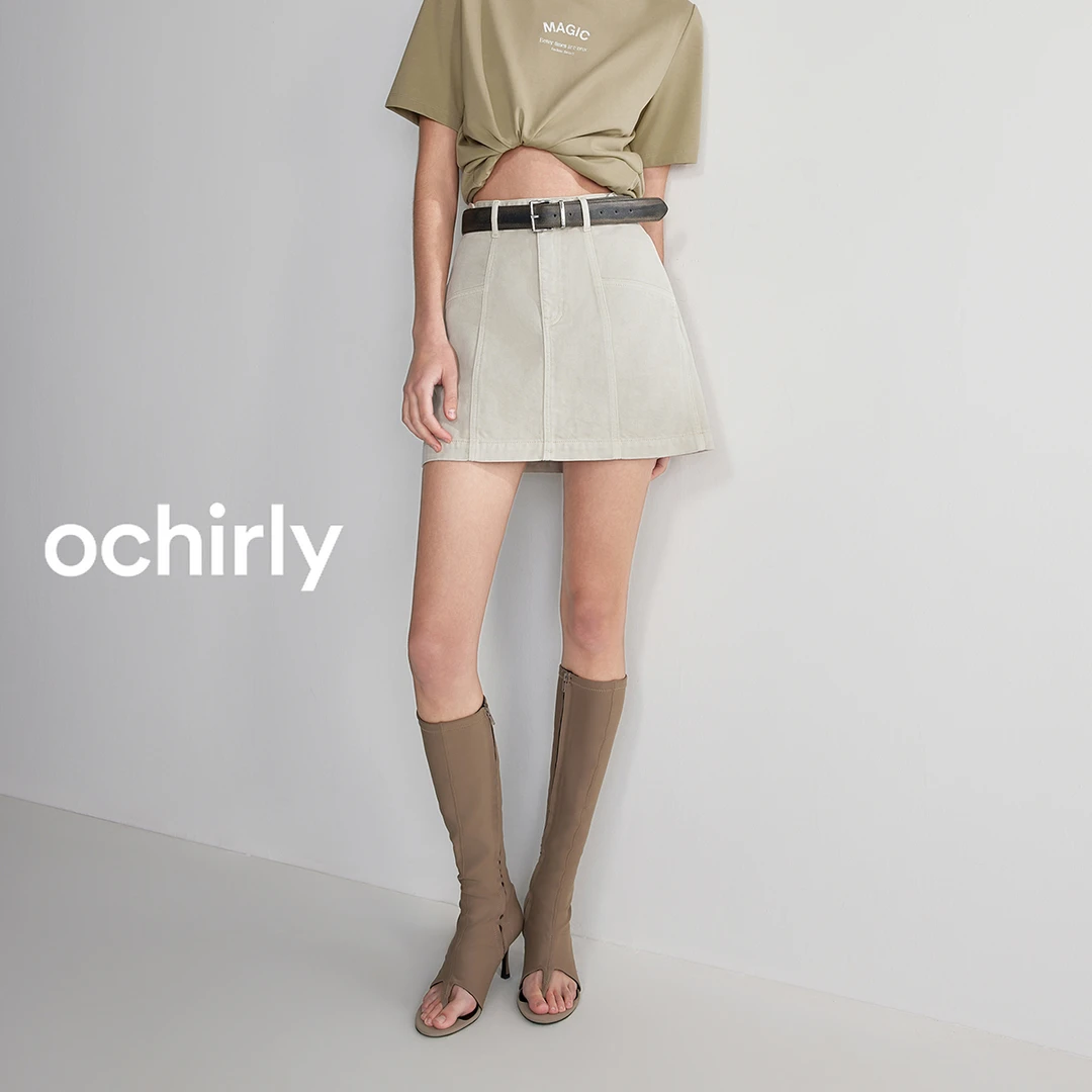 OCHIRLY欧时力a字牛仔半身裙短裙休闲时尚设计感1LY207299N