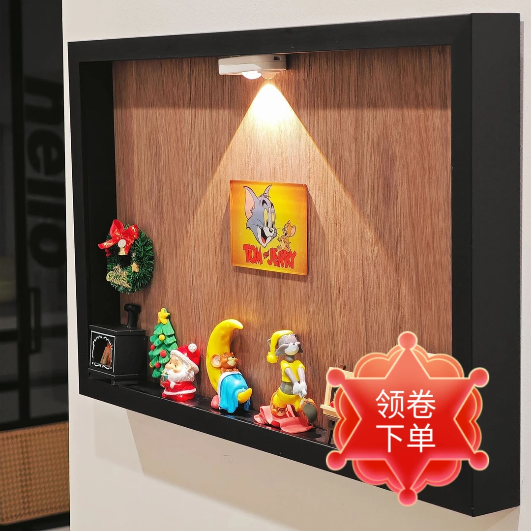 优老鼠娃娃屋挂画感应夜灯玄关装饰画K电表箱弱电箱遮挡免打.