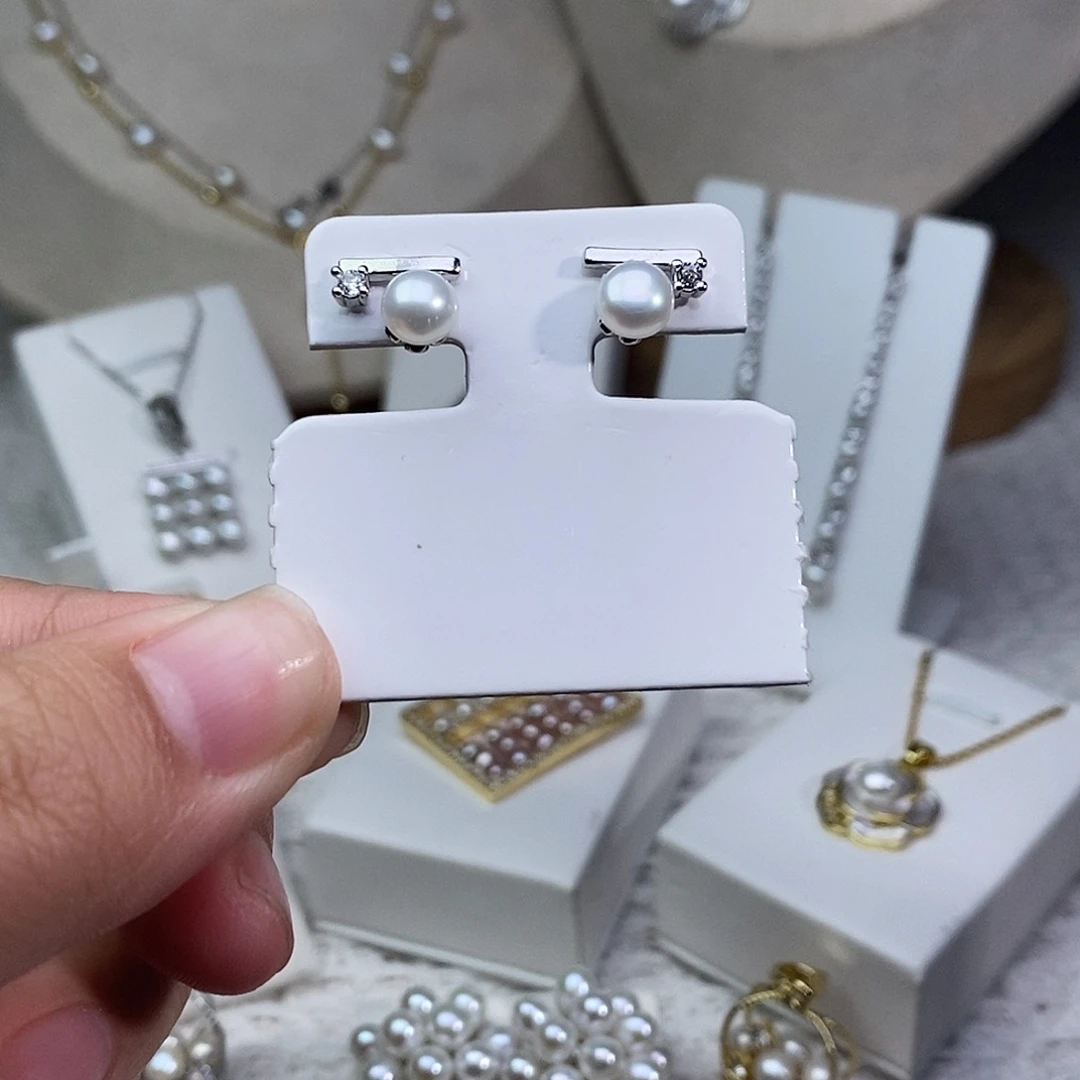 耳饰银S925镶嵌淡水珍珠