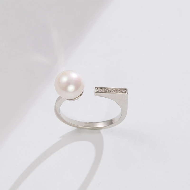 爱迪生珍珠时尚款白色珍珠戒指7-8mm