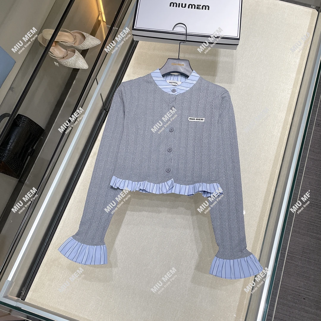 【去往巴黎】秋冬韩版气质拼接少女感长袖针织上衣DY5329