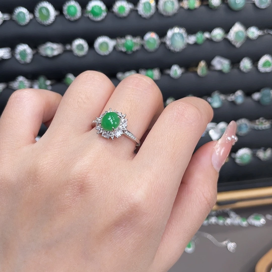 翡翠银S925镶嵌戒指