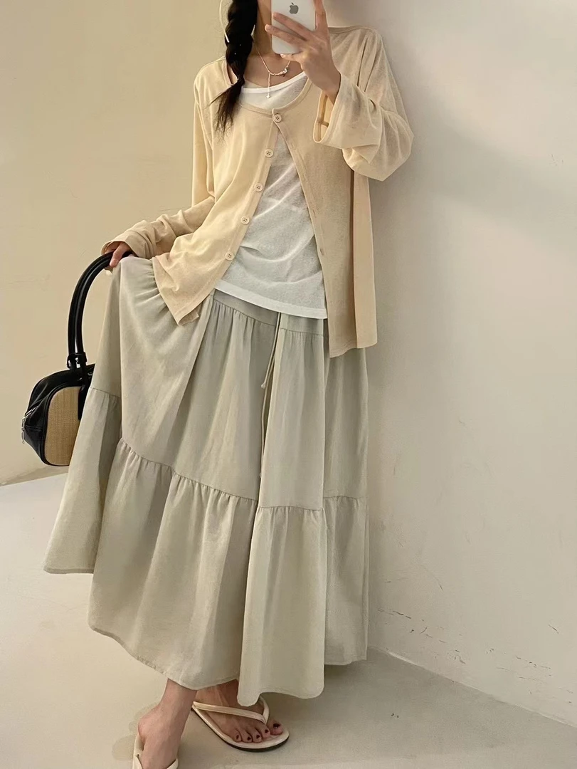 大7#抽绳松紧腰蛋糕裙