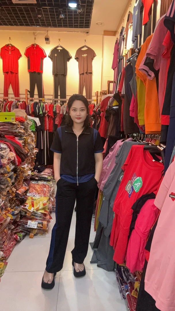 908冰丝牛仔长裤短袖直筒裤套装