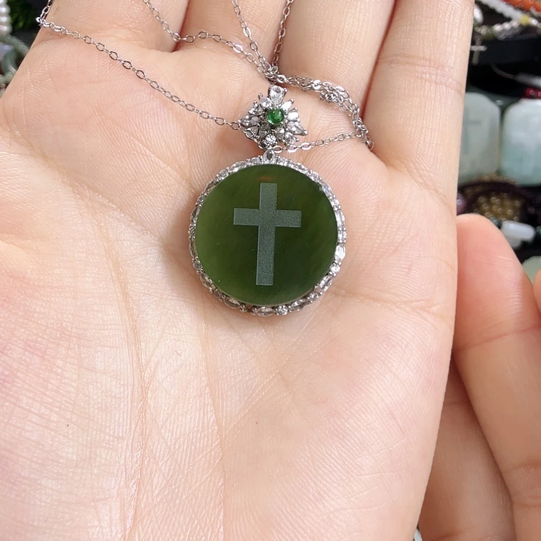 和田玉银S925镶嵌颈饰