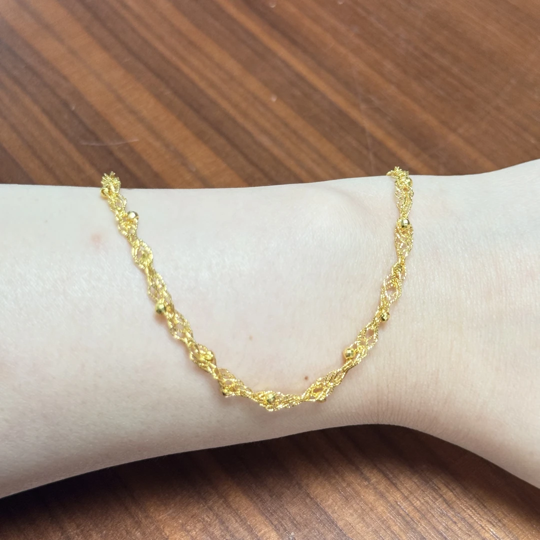 X【麻花蹦迪手链】足金999精工5G