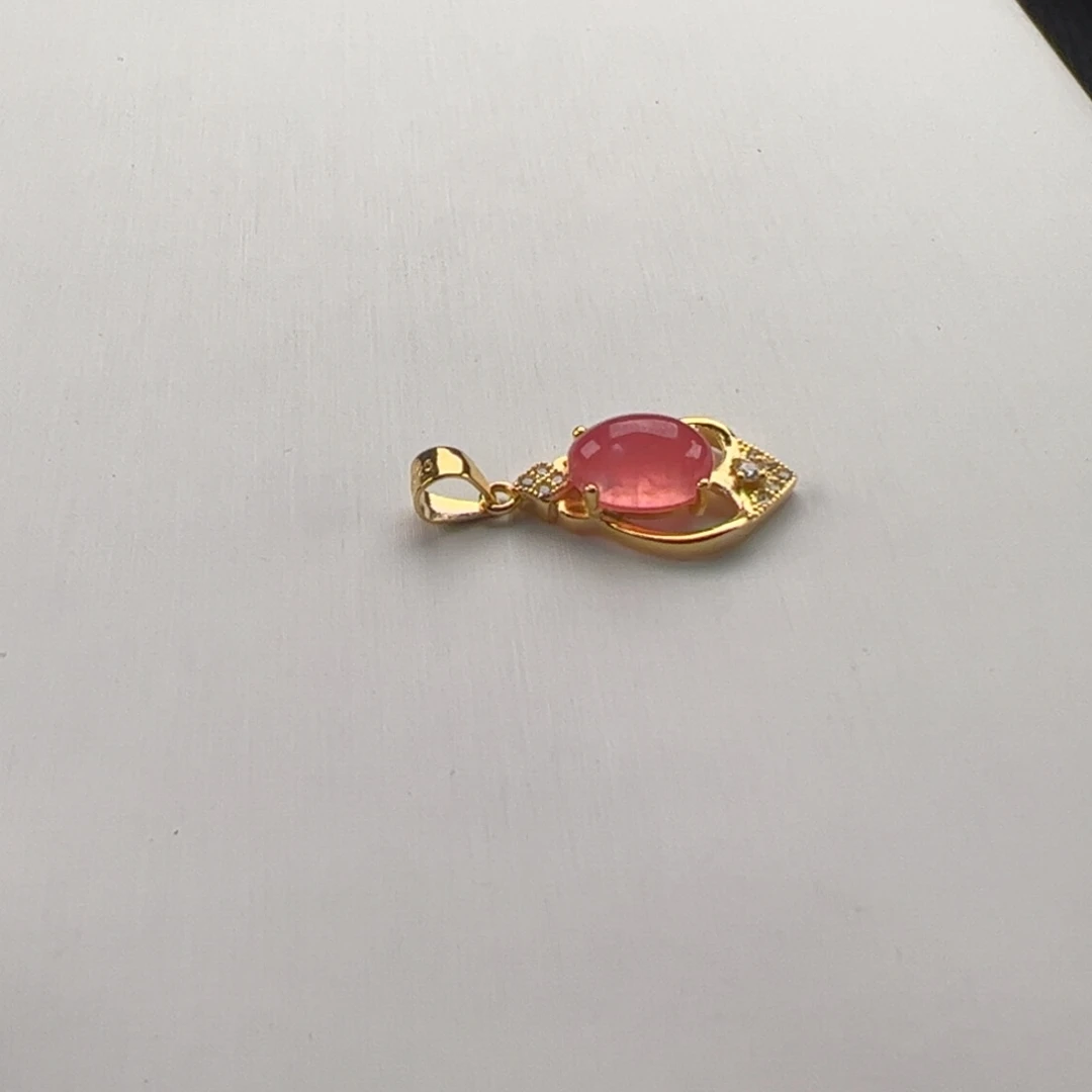 菱锰矿（红纹石）银S925镶嵌吊坠(赠链)