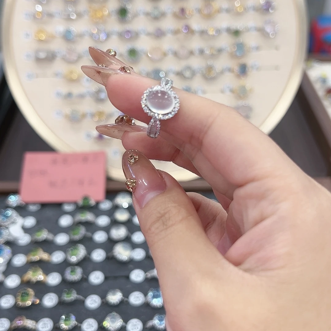 蛇纹石玉戒指银S925镶嵌H*J